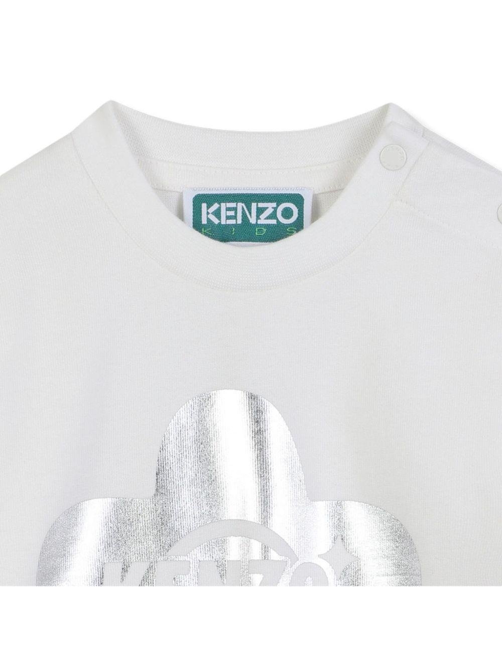 T-shirt per neonata Kenzo Kids bianca con stampa Boke Flower - Rubino Kids