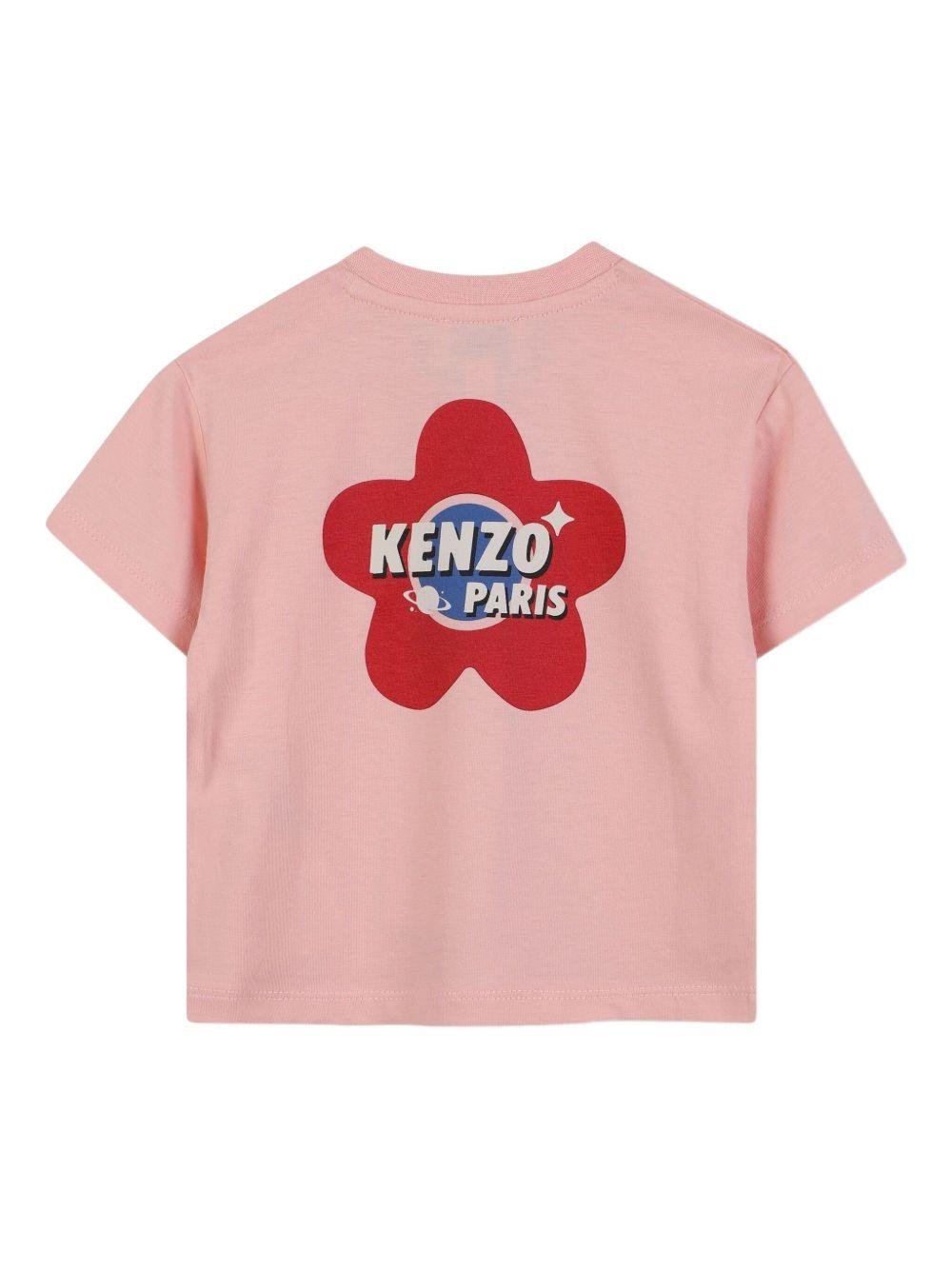 T-shirt per neonata Kenzo Kids rosa con motivo Boke Flower - Rubino Kids