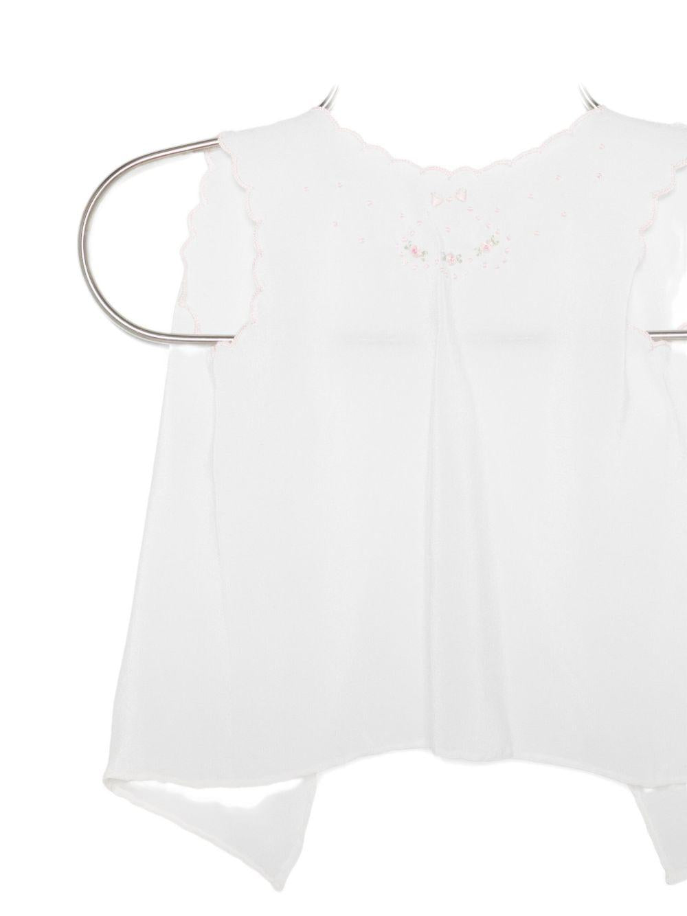 T-shirt per neonata Mariella Ferrari bianca con bordo smerlato - Rubino Kids