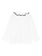 T-shirt per neonata Mariella Ferrari bianco con rifiniture blu - Rubino Kids