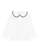 T-shirt per neonata Mariella Ferrari bianco con rifiniture blu - Rubino Kids