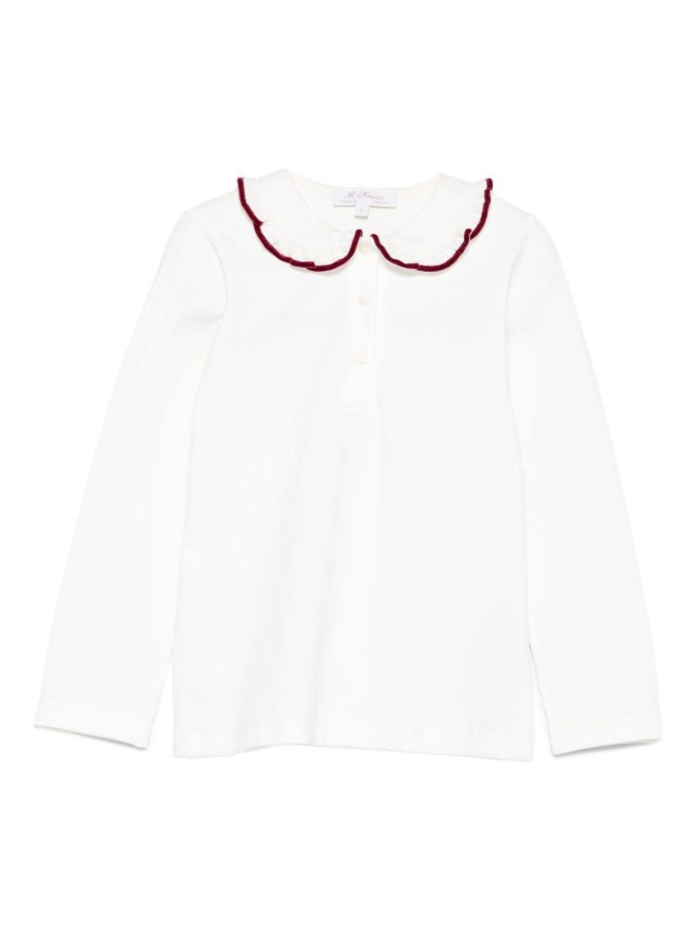 T-shirt per neonata Mariella Ferrari bianco con rifiniture bordeaux - Rubino Kids