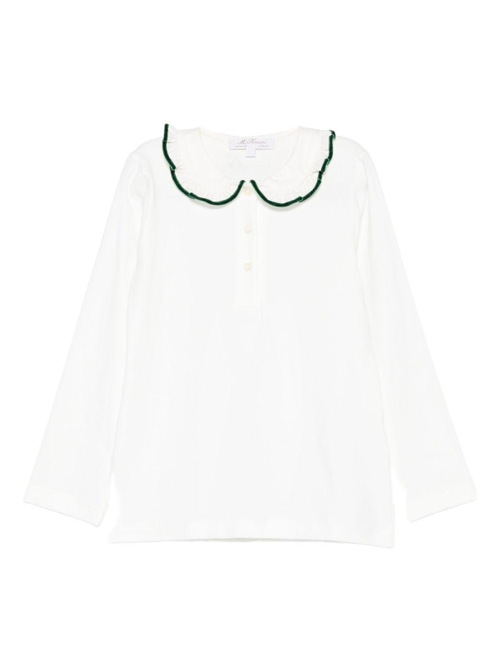 T-shirt per neonata Mariella Ferrari bianco con rifiniture verdi - Rubino Kids