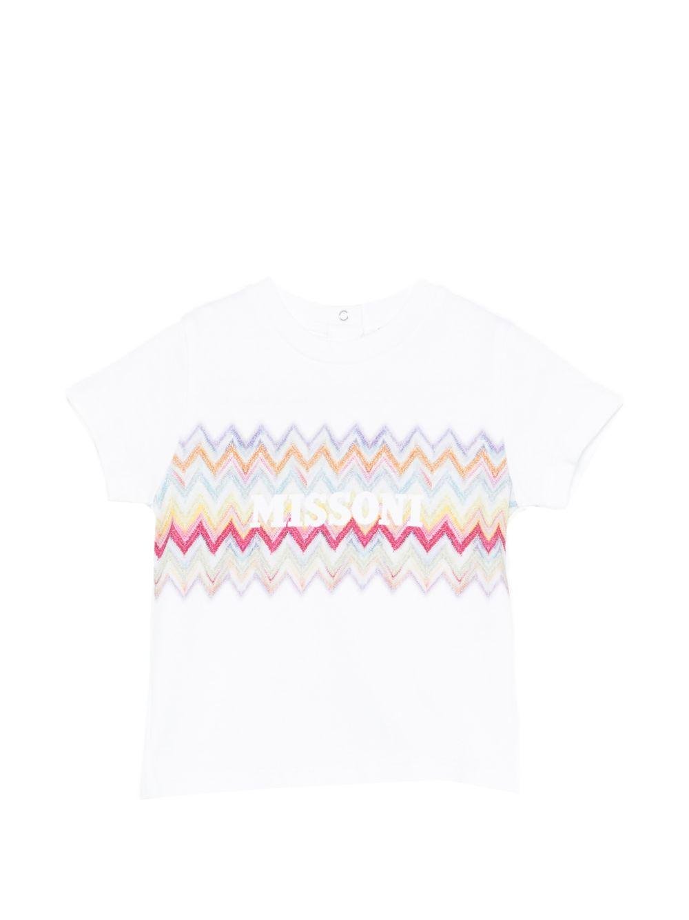 T-shirt per neonata Missoni Kids bianca con motivo a zigzag - Rubino Kids