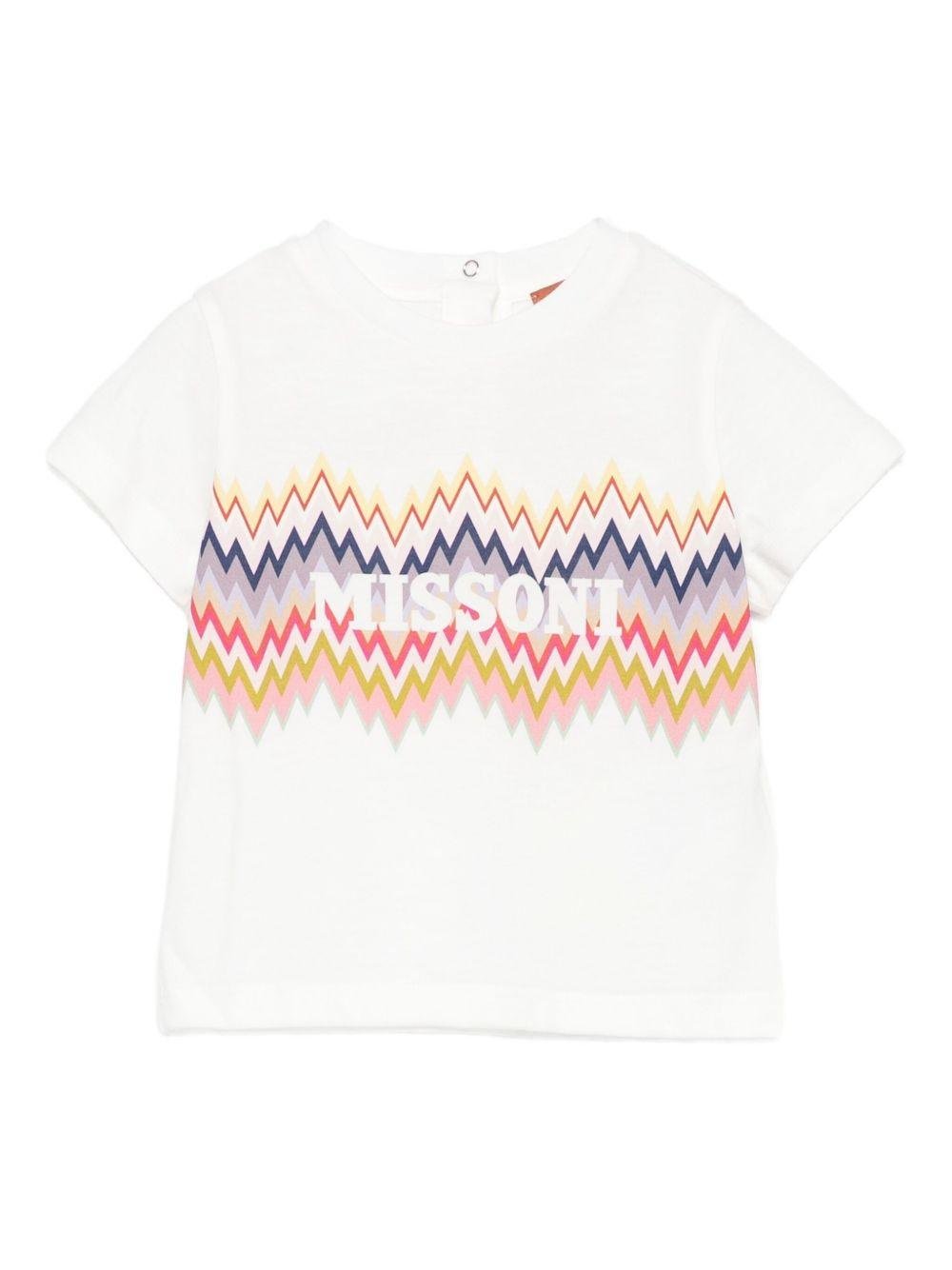 T-shirt per neonata Missoni Kids bianca con stampa a zig - zag - Rubino Kids