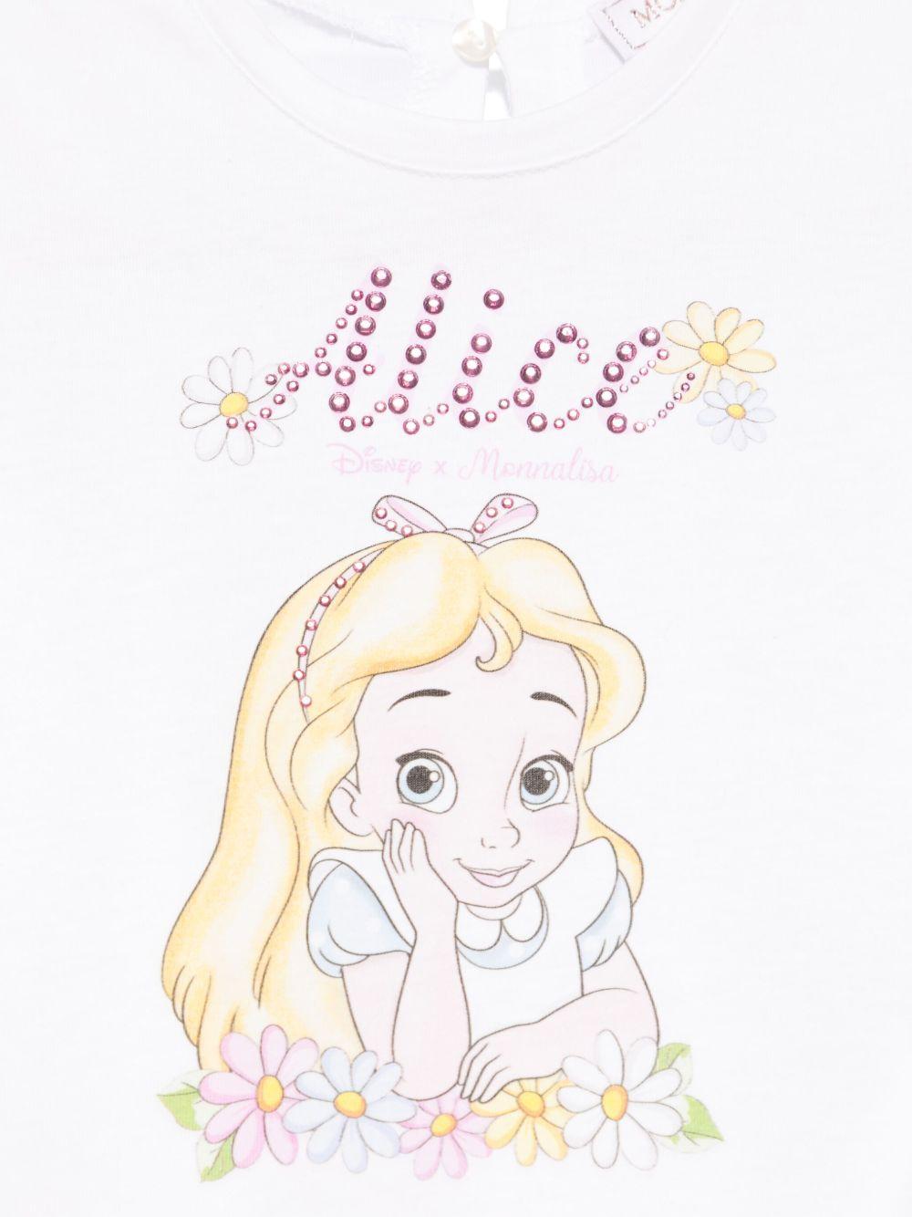 T-shirt per neonata Monnalisa bianco con motivo Alice x Disney - Rubino Kids