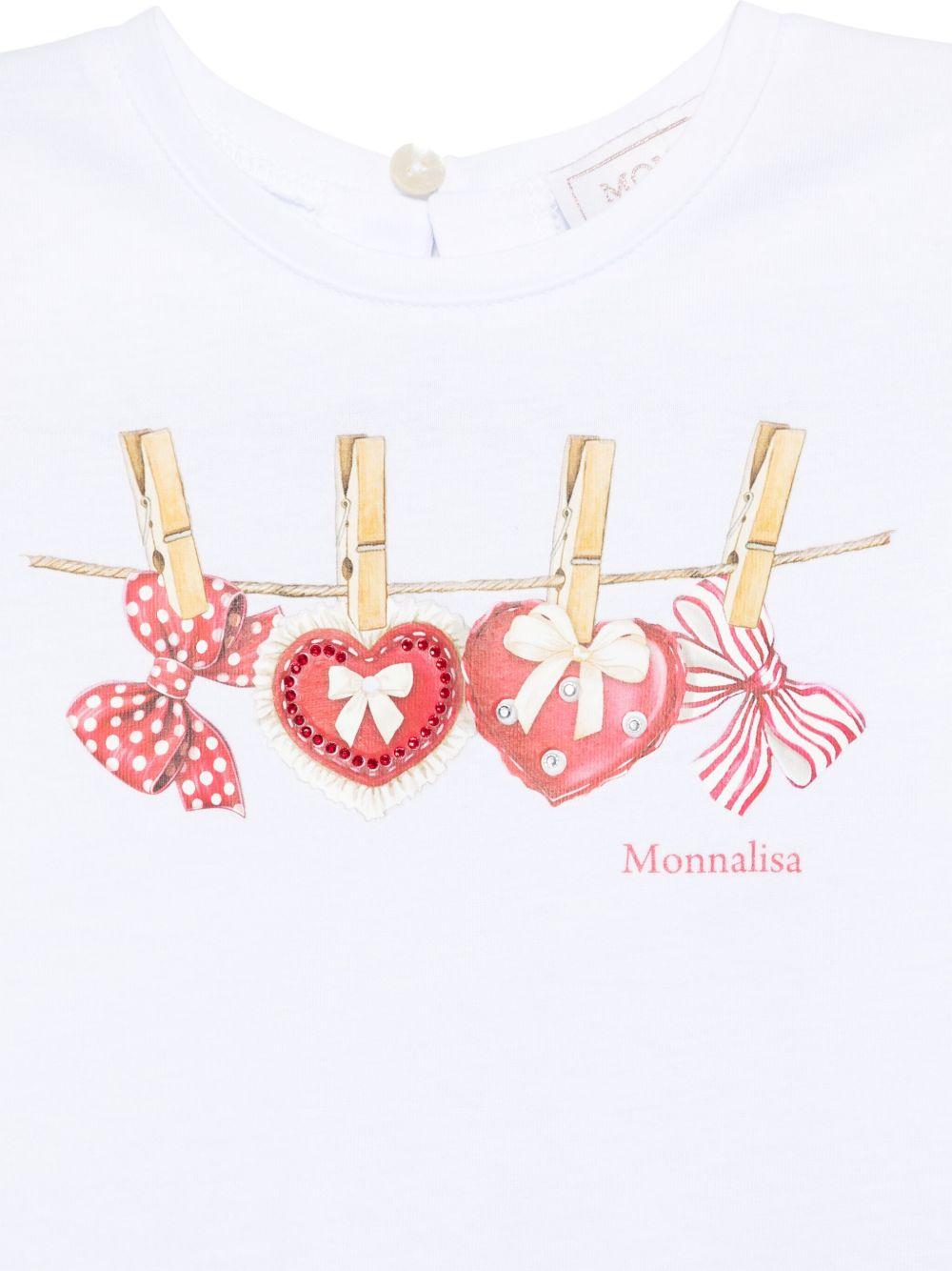T-shirt per neonata Monnalisa bianco con stampa fiocco sul davanti - Rubino Kids