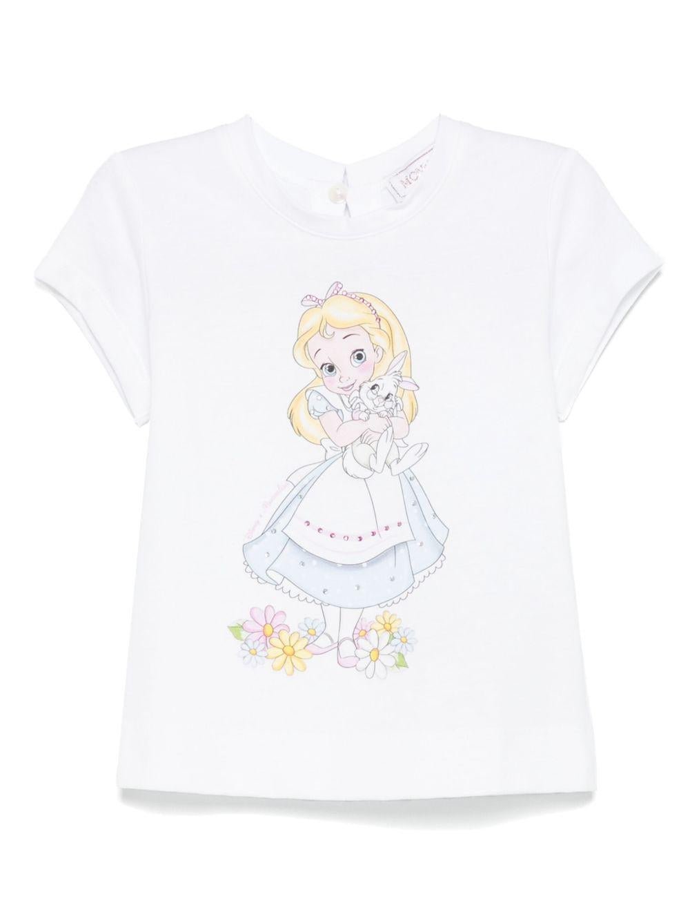 T-shirt per neonata Monnalisa bianco con stampa grafica x Disney - Rubino Kids