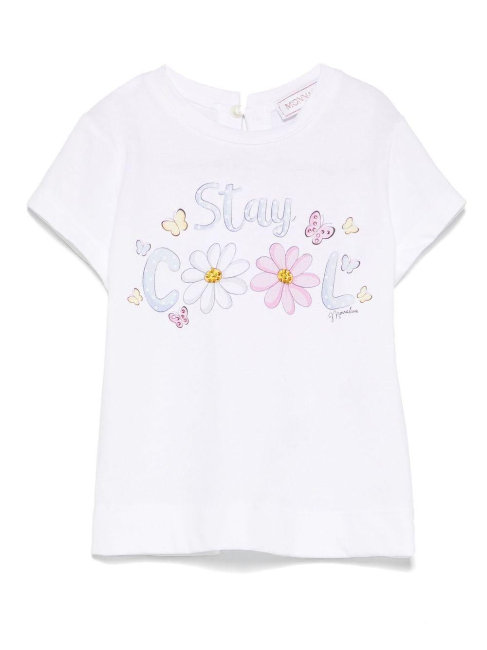 T-shirt per neonata Monnalisa bianco Stay Cool con stampa - Rubino Kids