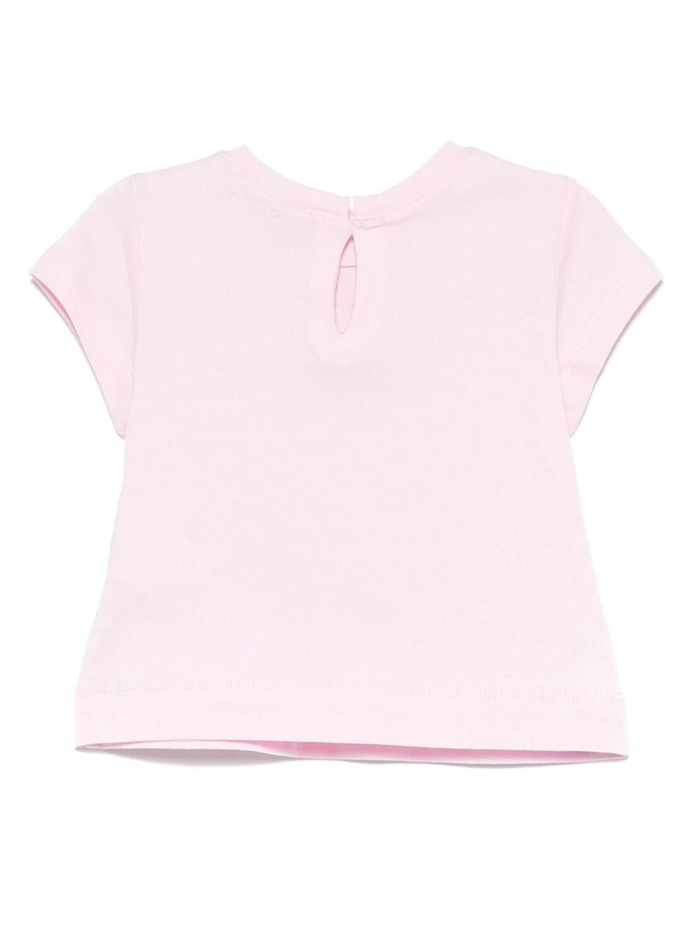T-shirt per neonata Monnalisa rosa in jersey con stampa bouquet - Rubino Kids