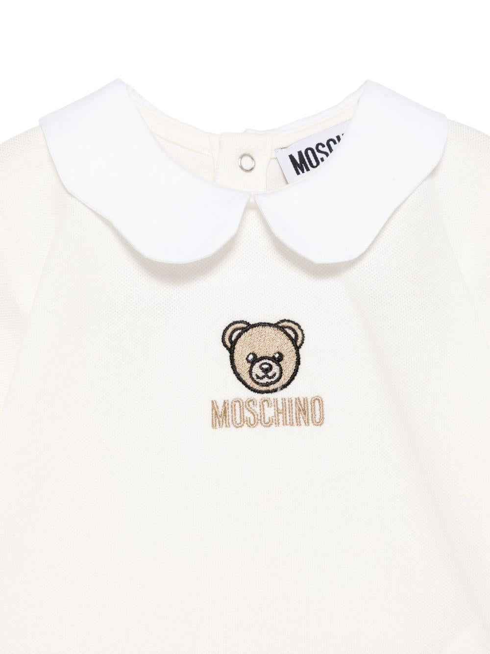 T-shirt per neonata Moschino Kids bianco con ricamo orsetto - Rubino Kids