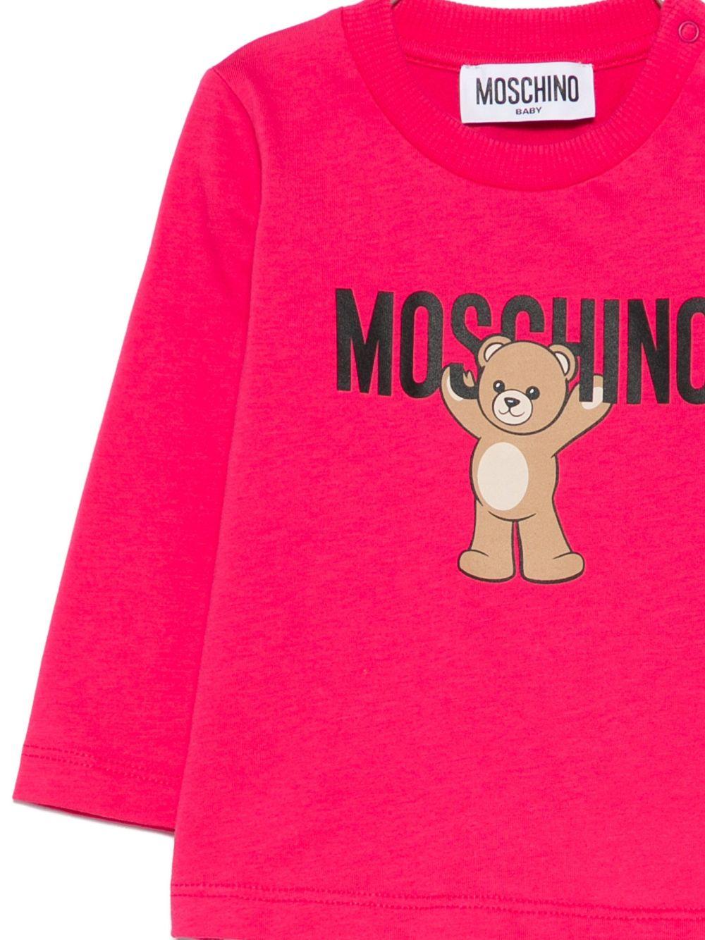 T-shirt per neonata Moschino Kids fucsia con stampa teddy - Rubino Kids