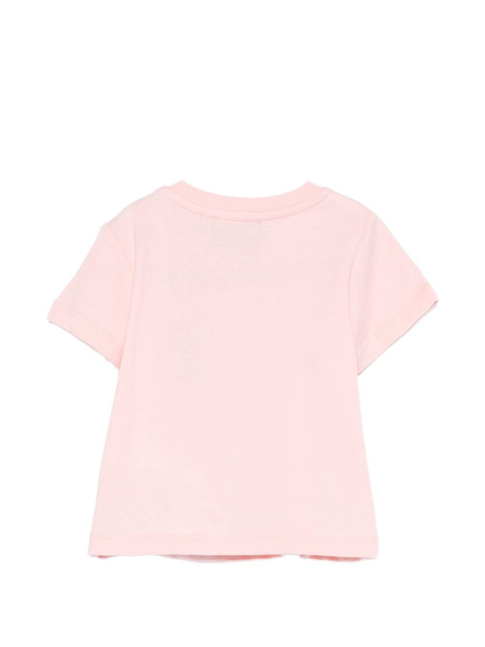 T-shirt per neonata Moschino Kids rosa con logo sul davanti - Rubino Kids