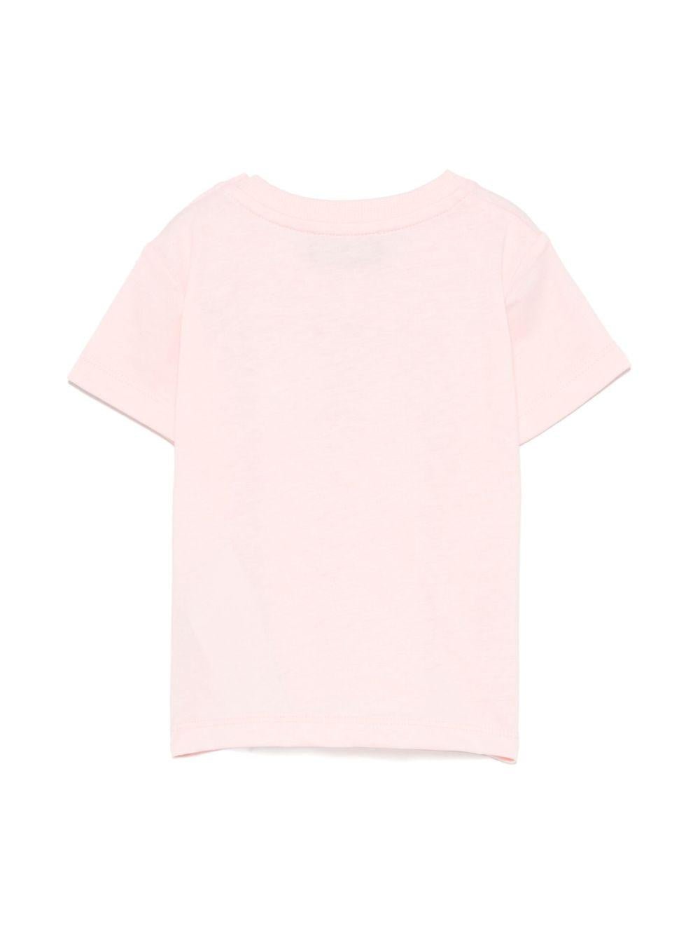 T-shirt per neonata Moschino Kids rosa con logo Teddy Bear ricamato - Rubino Kids