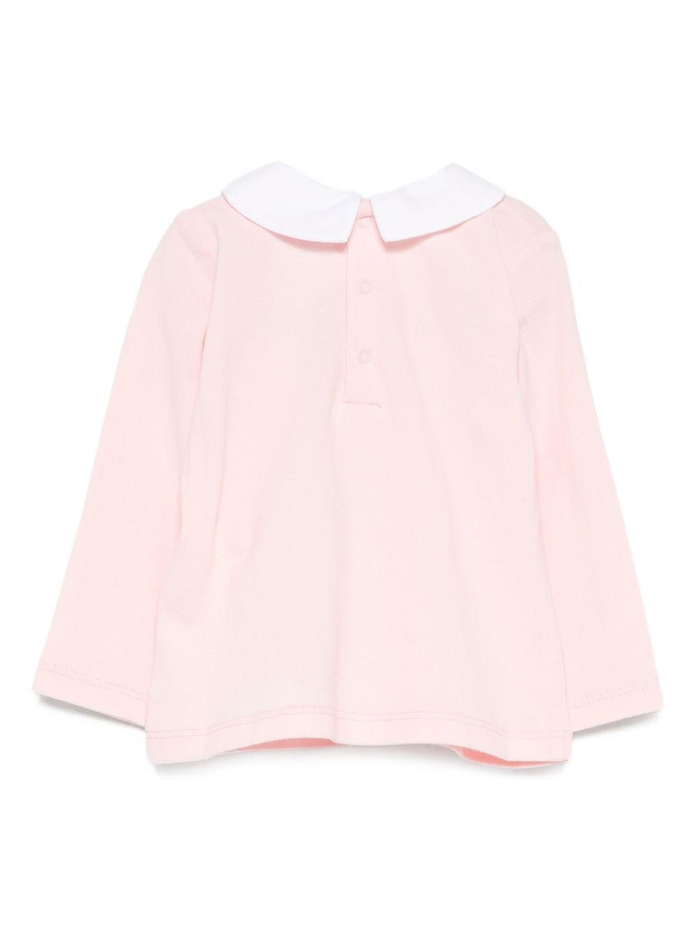 T-shirt per neonata Moschino Kids rosa con ricamo orsetto - Rubino Kids