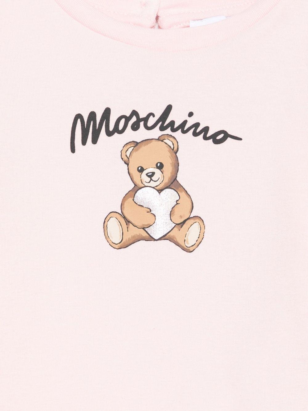 T-shirt per neonata Moschino Kids rosa con stampa Teddy Bear - Rubino Kids