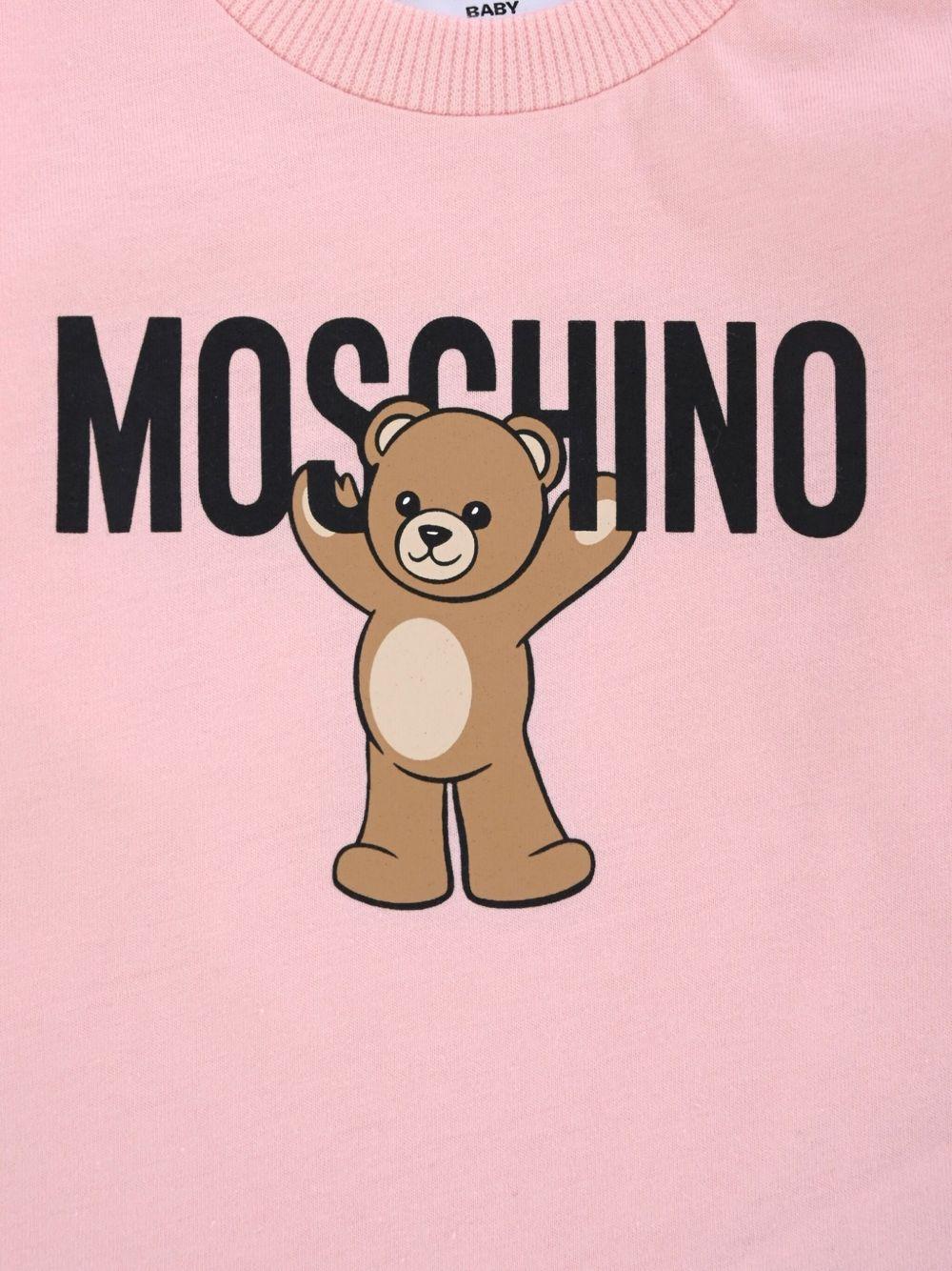 T-shirt per neonata Moschino Kids rosa con stampa teddy - Rubino Kids
