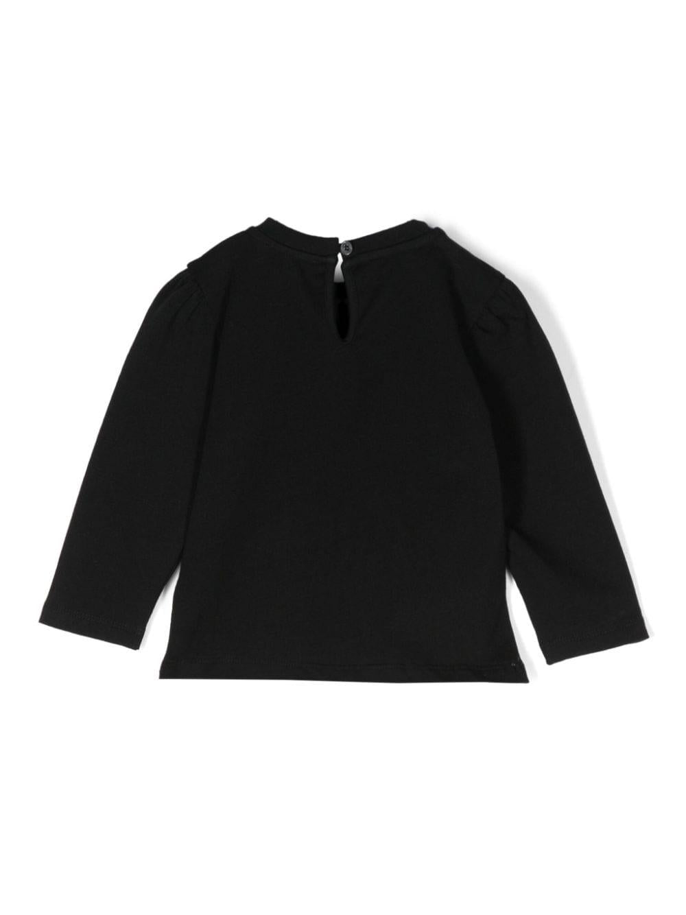 T-shirt per neonata nera Moschino Kids con stemma Teddy Bear e cuoricino - Rubino Kids