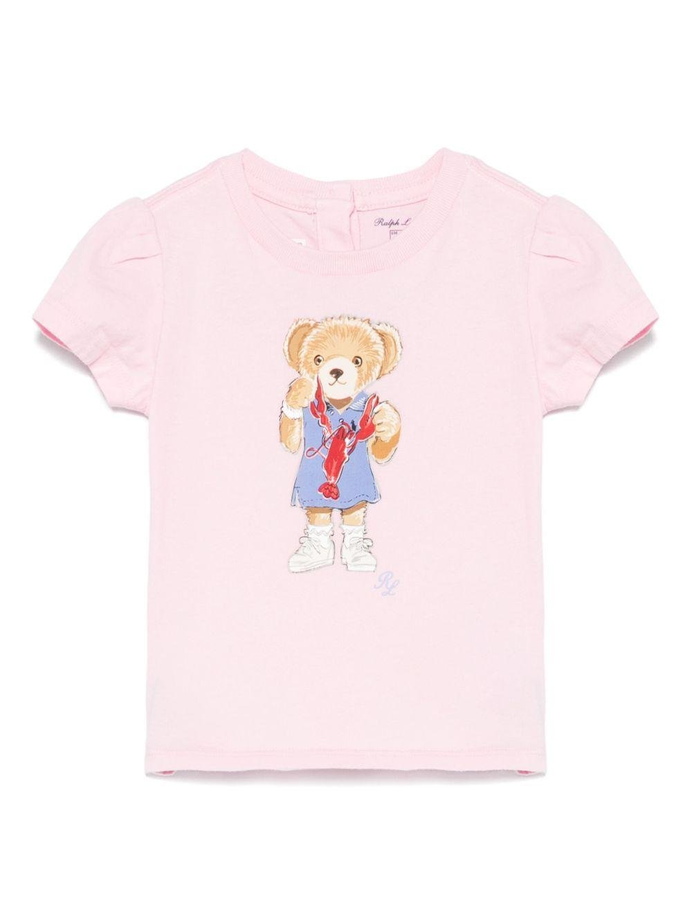 T-shirt per neonata POLO RALPH LAUREN KIDS rosa con motivo Polo Bear - Rubino Kids