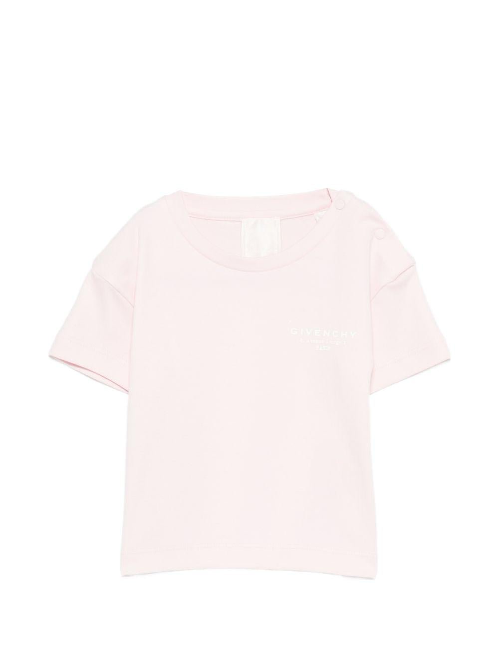 T-shirt per neonati Givenchy Kids rosa con logo sul davanti - Rubino Kids