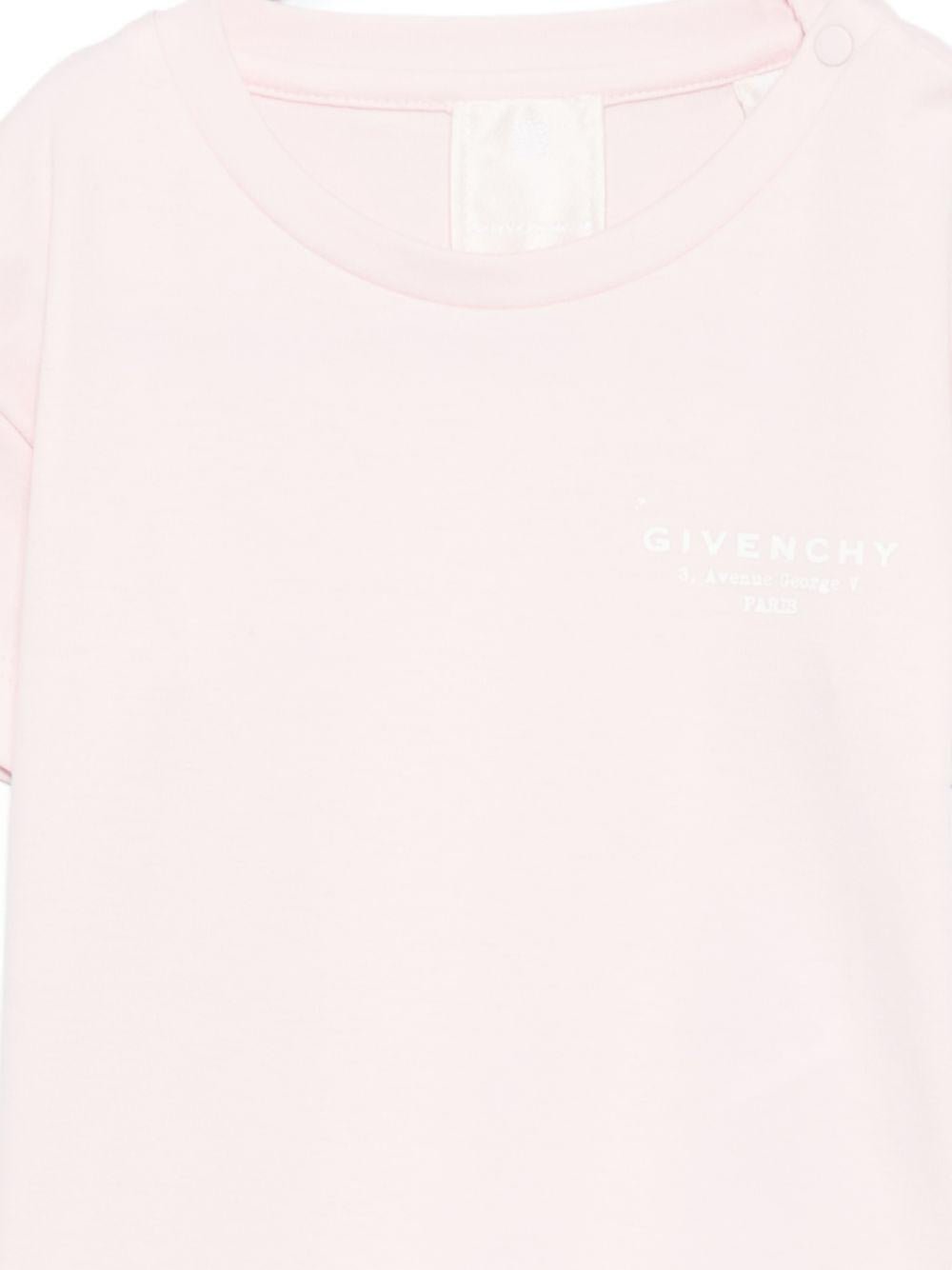 T-shirt per neonati Givenchy Kids rosa con logo sul davanti - Rubino Kids