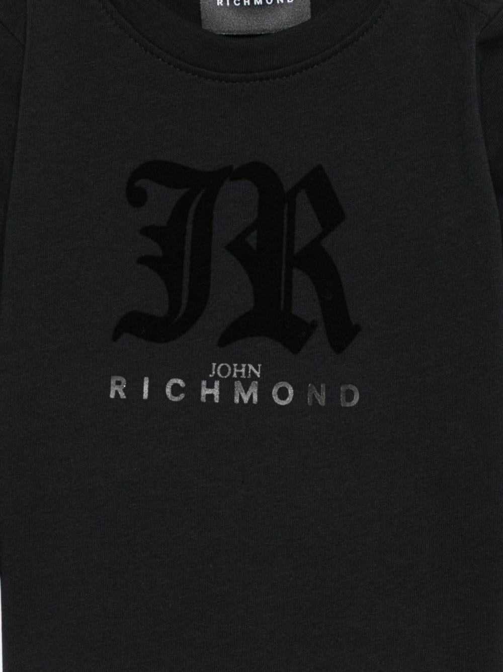 T-shirt per neonati John Richmond Junior nero con maniche lunghe - Rubino Kids