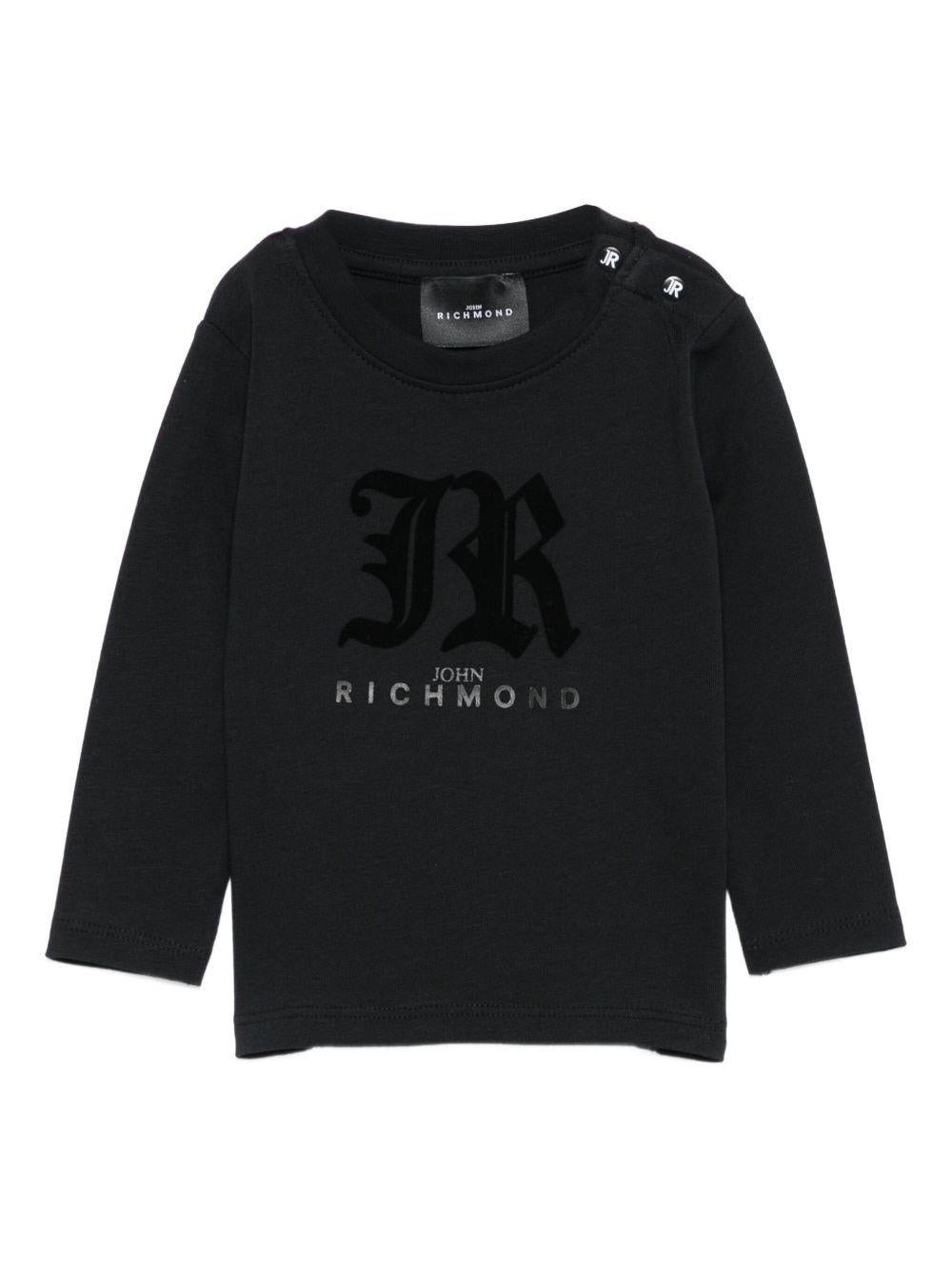 T-shirt per neonati John Richmond Junior nero con maniche lunghe - Rubino Kids