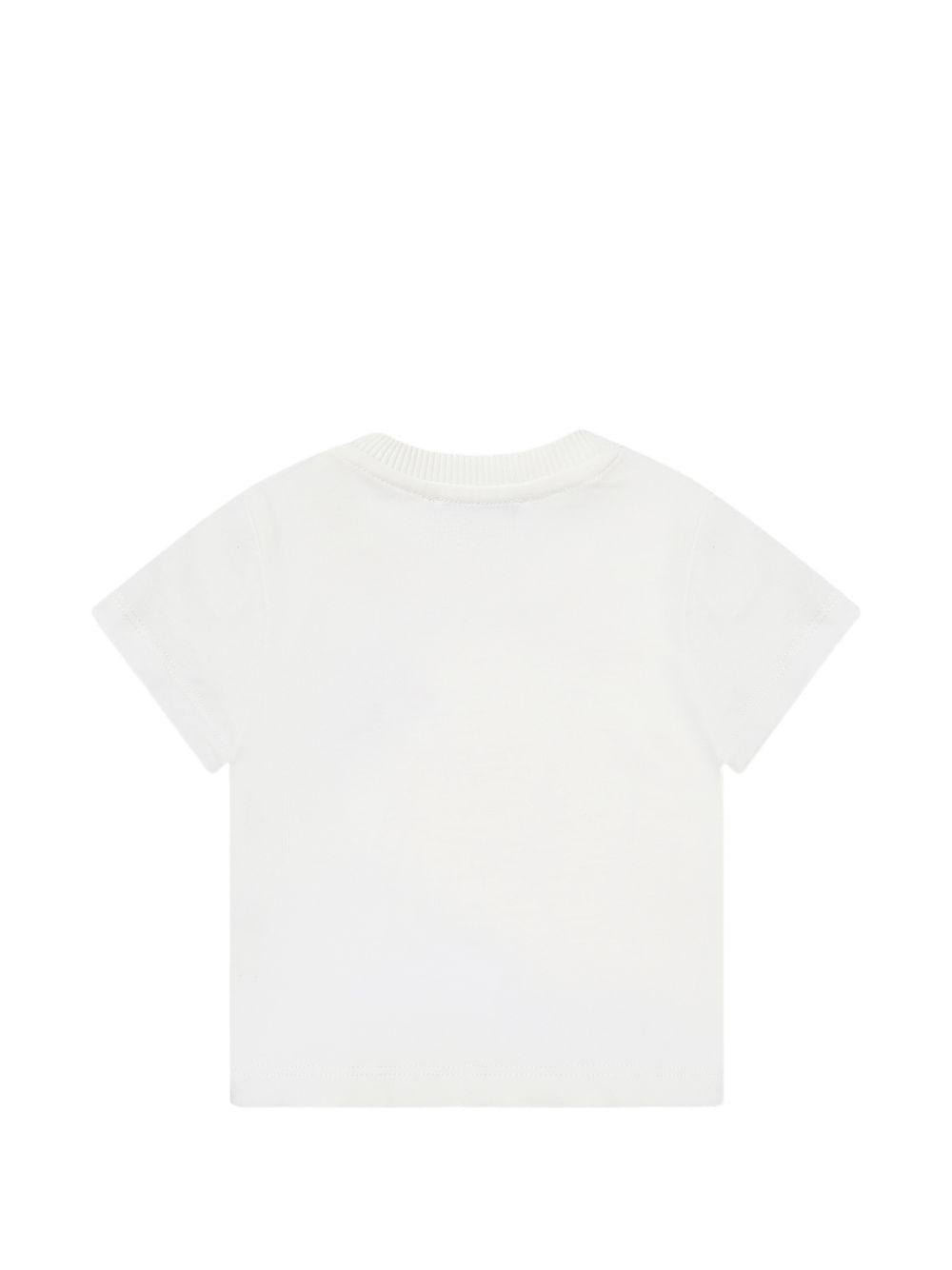 T-shirt per neonati Moschino Kids bianca con logo sul davanti - Rubino Kids