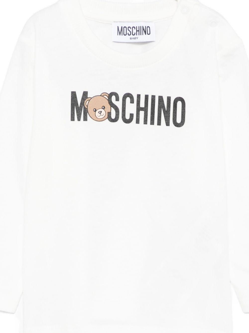 T-shirt per neonati Moschino Kids bianca con stampa Teddy - Rubino Kids
