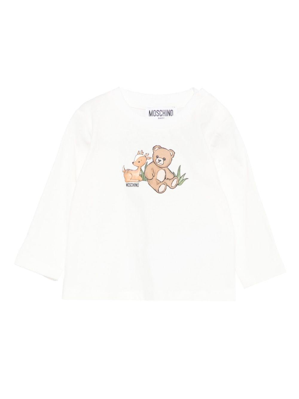 T-shirt per neonati Moschino Kids bianco con stampa grafica - Rubino Kids