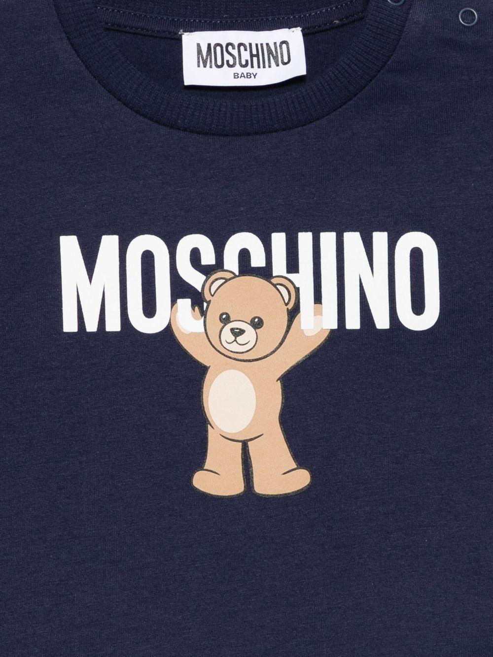 T-shirt per neonati Moschino Kids blu con motivo Teddy Bear - Rubino Kids