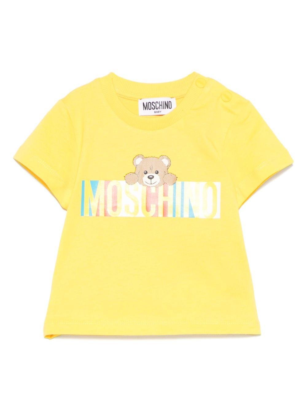 T-shirt per neonati Moschino Kids giallo con stampa Teddy Bear - Rubino Kids