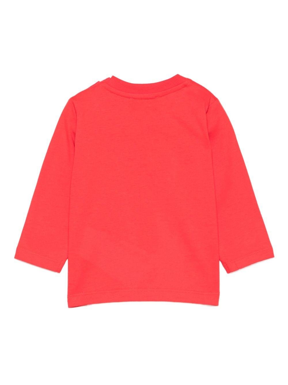T-shirt per neonati Moschino Kids rosso con stampa logo - Rubino Kids