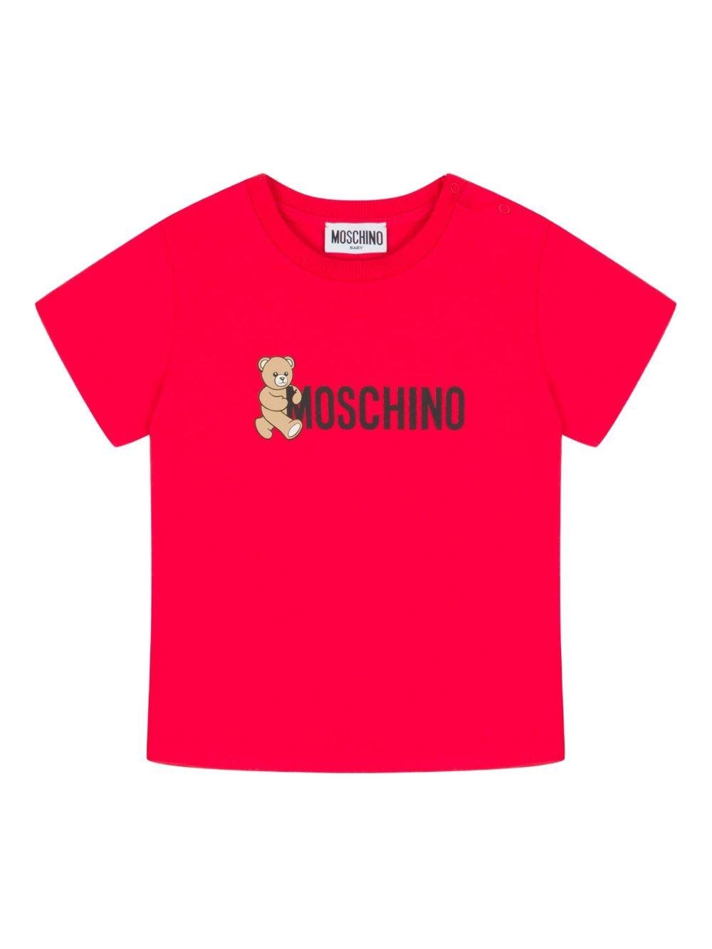 T-shirt per neonati Moschino Kids rosso con stampa Teddy Bear - Rubino Kids