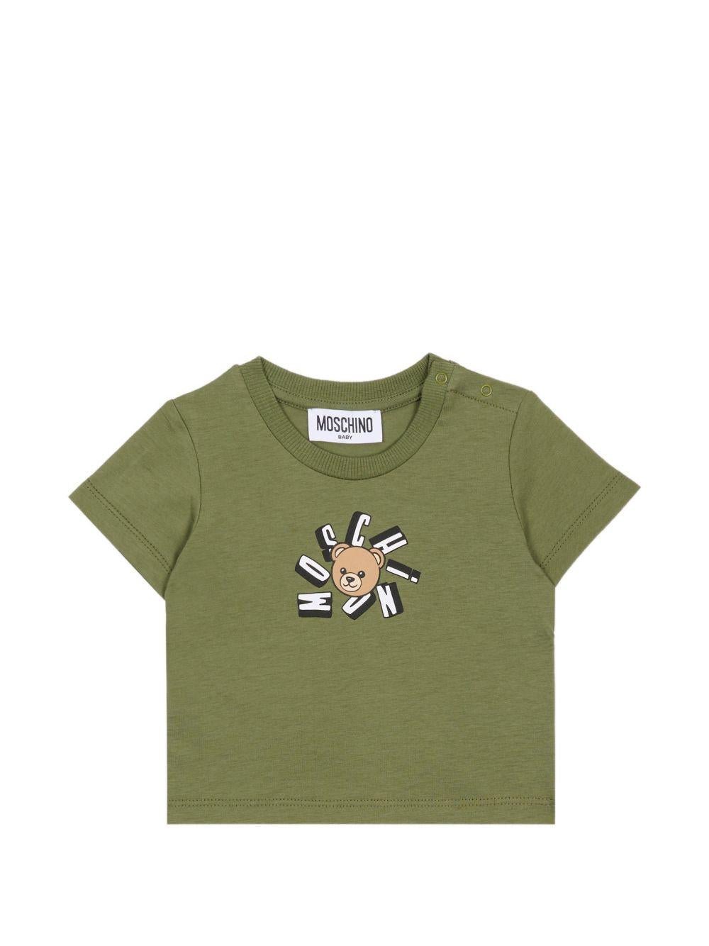 T-shirt per neonati Moschino Kids verde con motivo Teddy Bear - Rubino Kids