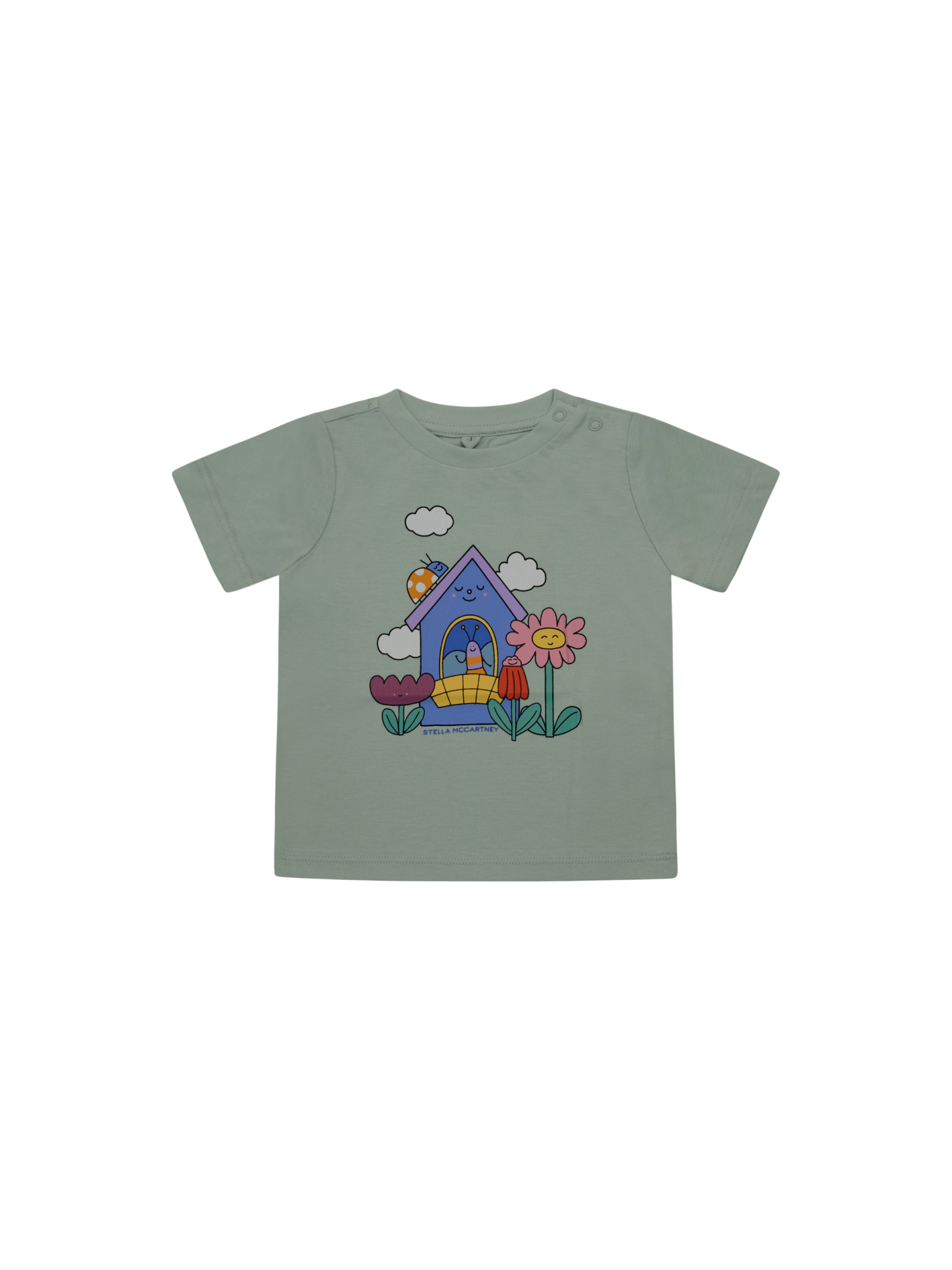 T-shirt per neonati Stella McCartney Kids verde con stampa grafica sul davanti - Rubino Kids