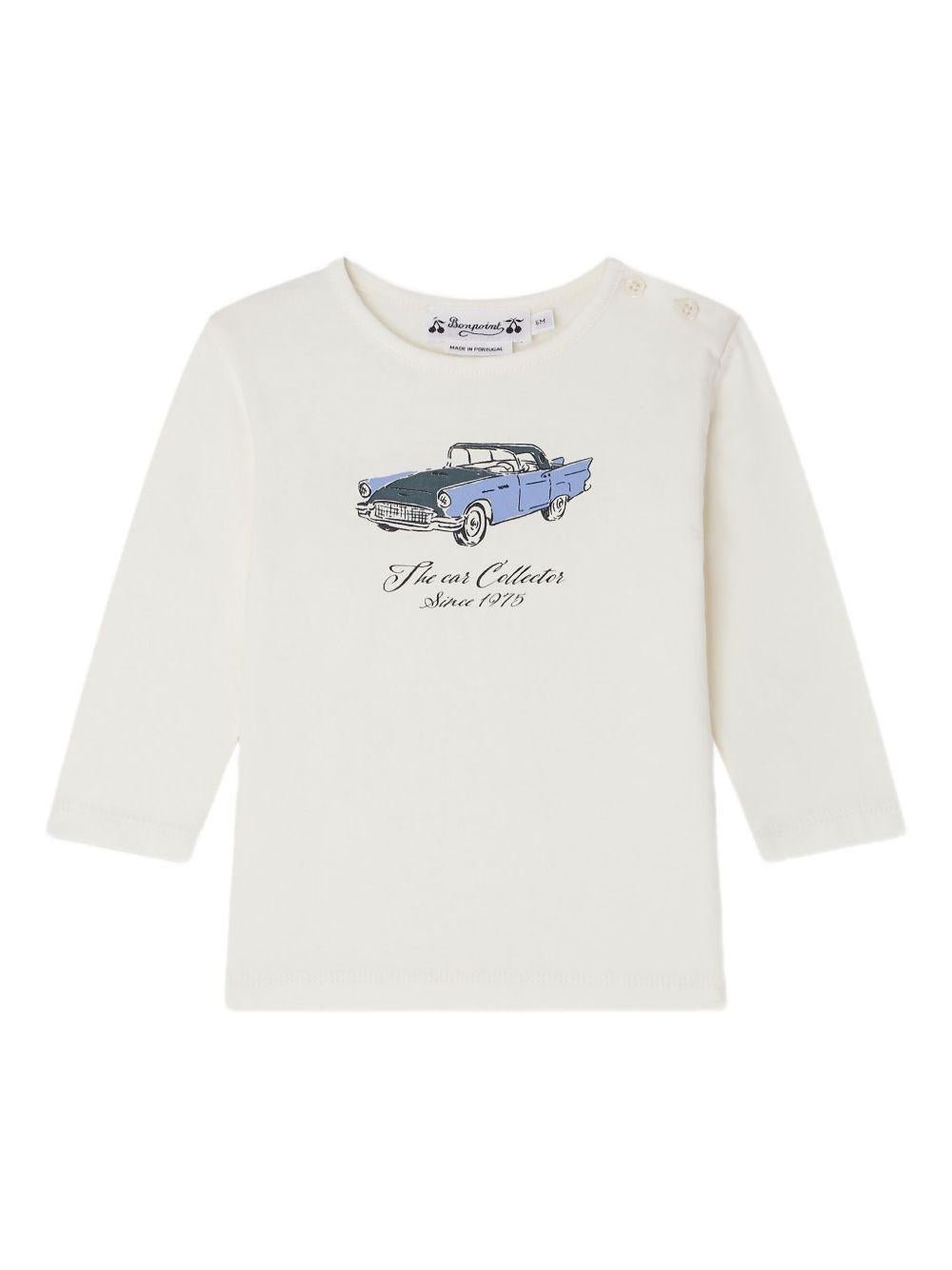T-shirt per neonato Bonpoint bianco con stampa auto - Rubino Kids