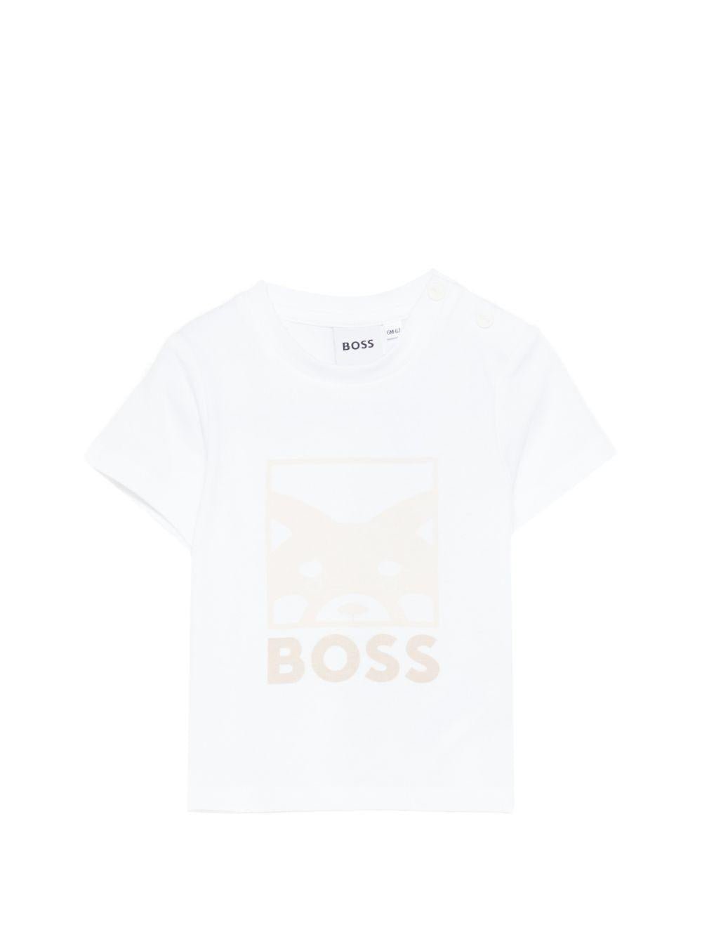 T-shirt per neonato Boss Kids bianca con dettaglio logo - Rubino Kids