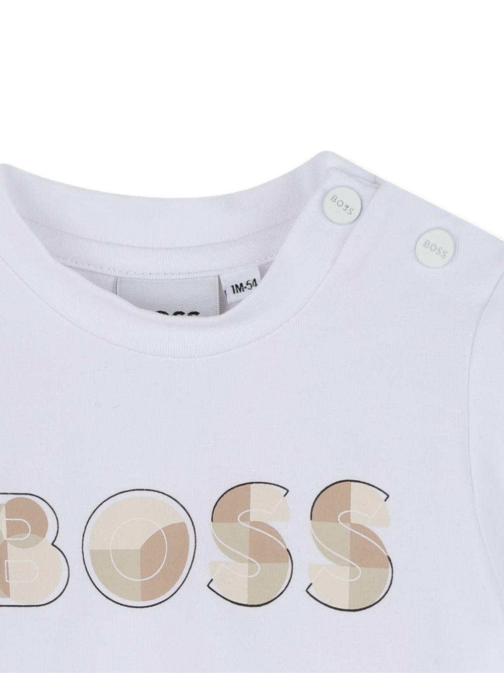 T-shirt per neonato Boss Kids bianca con maniche a 3/4 - Rubino Kids