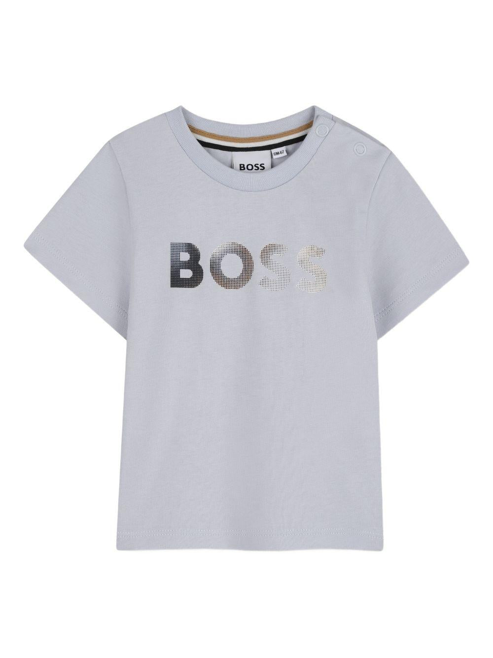 T-shirt per neonato Boss Kids grigia con stampa con logo - Rubino Kids