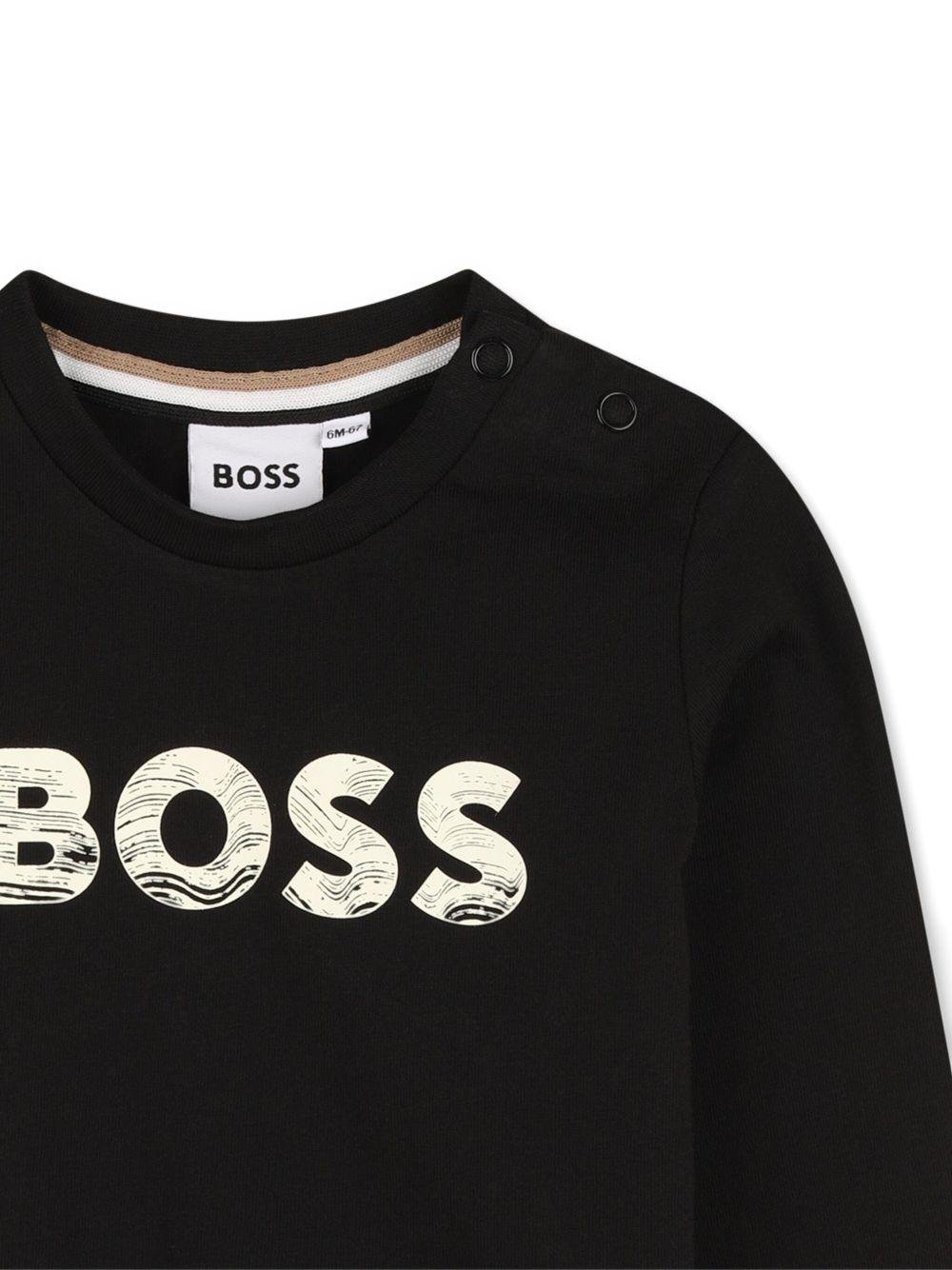 T-shirt per neonato BOSS Kids nera con stampa con logo - Rubino Kids