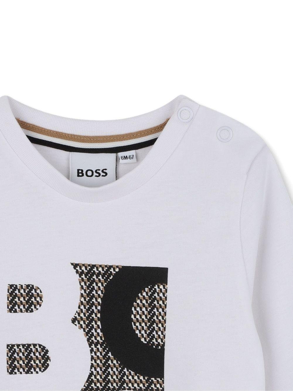 T-shirt per neonato Boss Kidswear bianco con stampa con logo - Rubino Kids