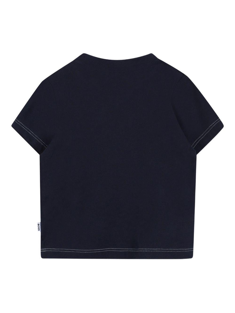 T-shirt per neonato Boss Kidswear blu con stampa grafica - Rubino Kids