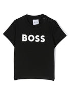 T-shirt per neonato BOSS Kidswear nero con stampa - Rubino Kids