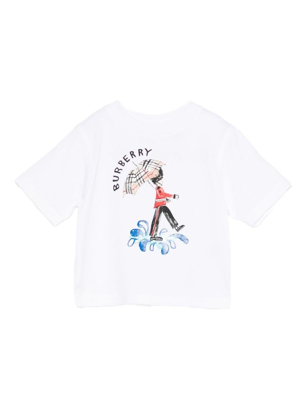 T-shirt per neonato Burberry Kids biaca con stampa grafica - Rubino Kids