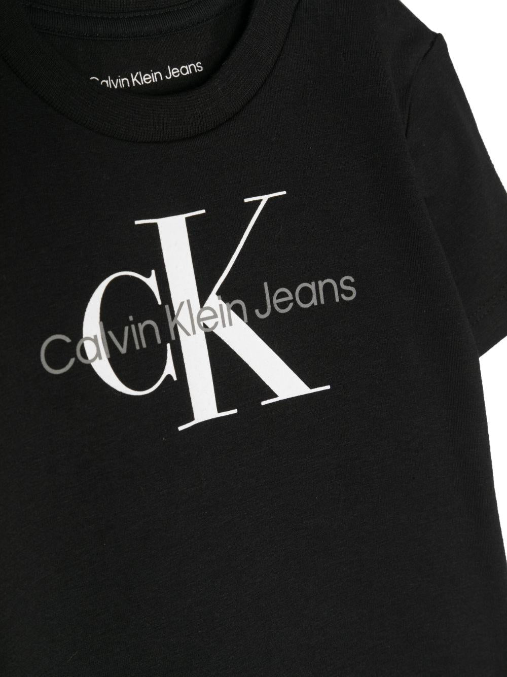 T-shirt per neonato Calvin Klein Kids nero con stampa logo sul davanti - Rubino Kids