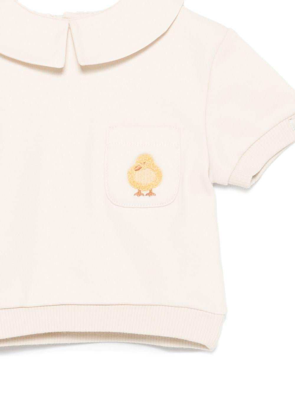 T-shirt per neonato Donsje beige con ricamo pulcino - Rubino Kids
