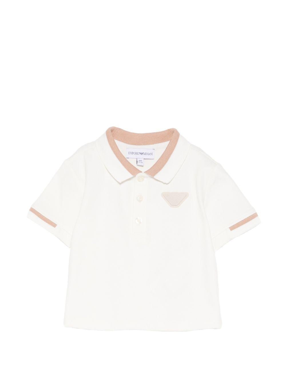 T-shirt per neonato Emporio Armani Kids beige con logo aquila sul davanti - Rubino Kids