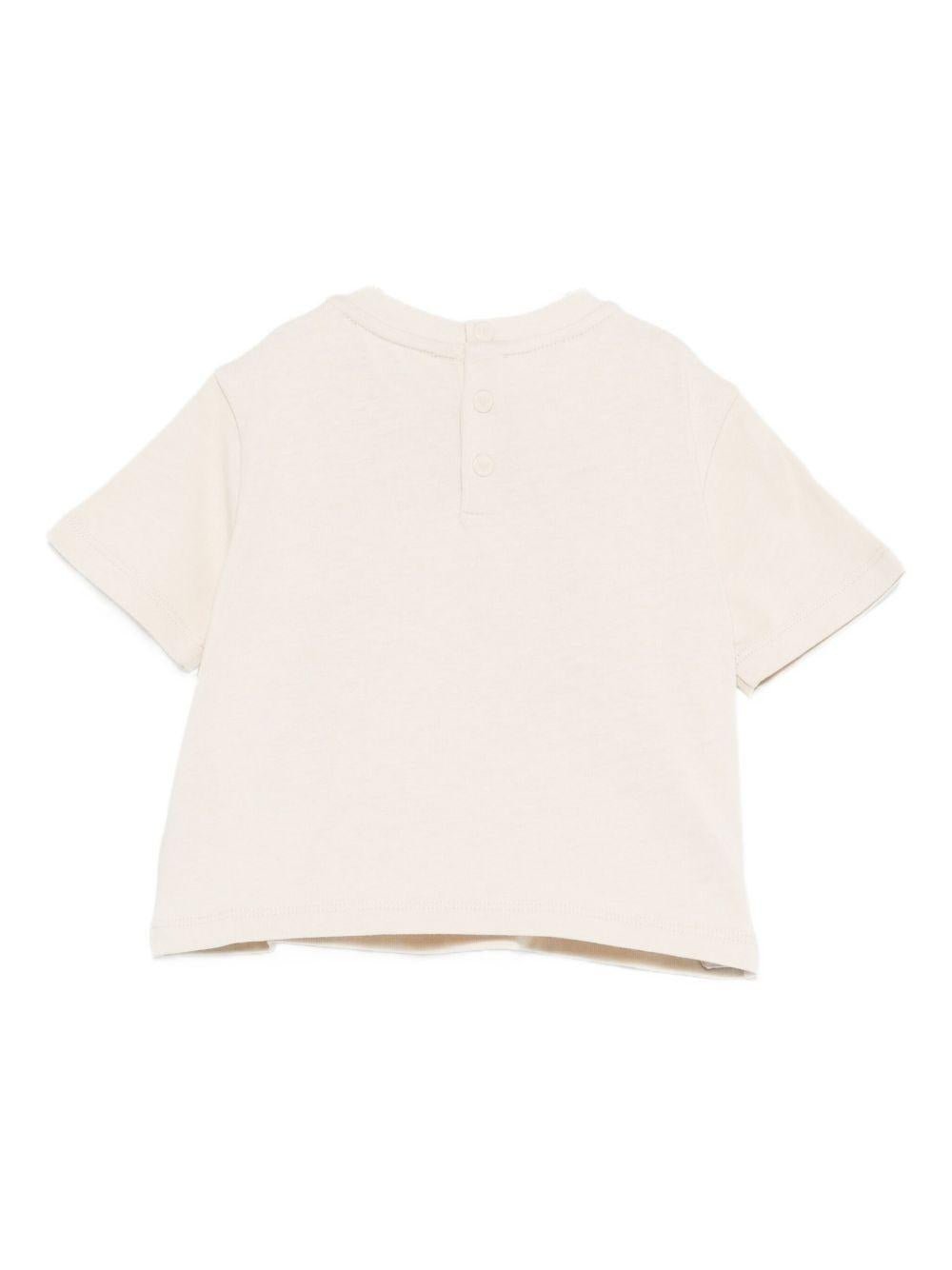T-shirt per neonato Emporio Armani Kids beige con logo sul davanti - Rubino Kids
