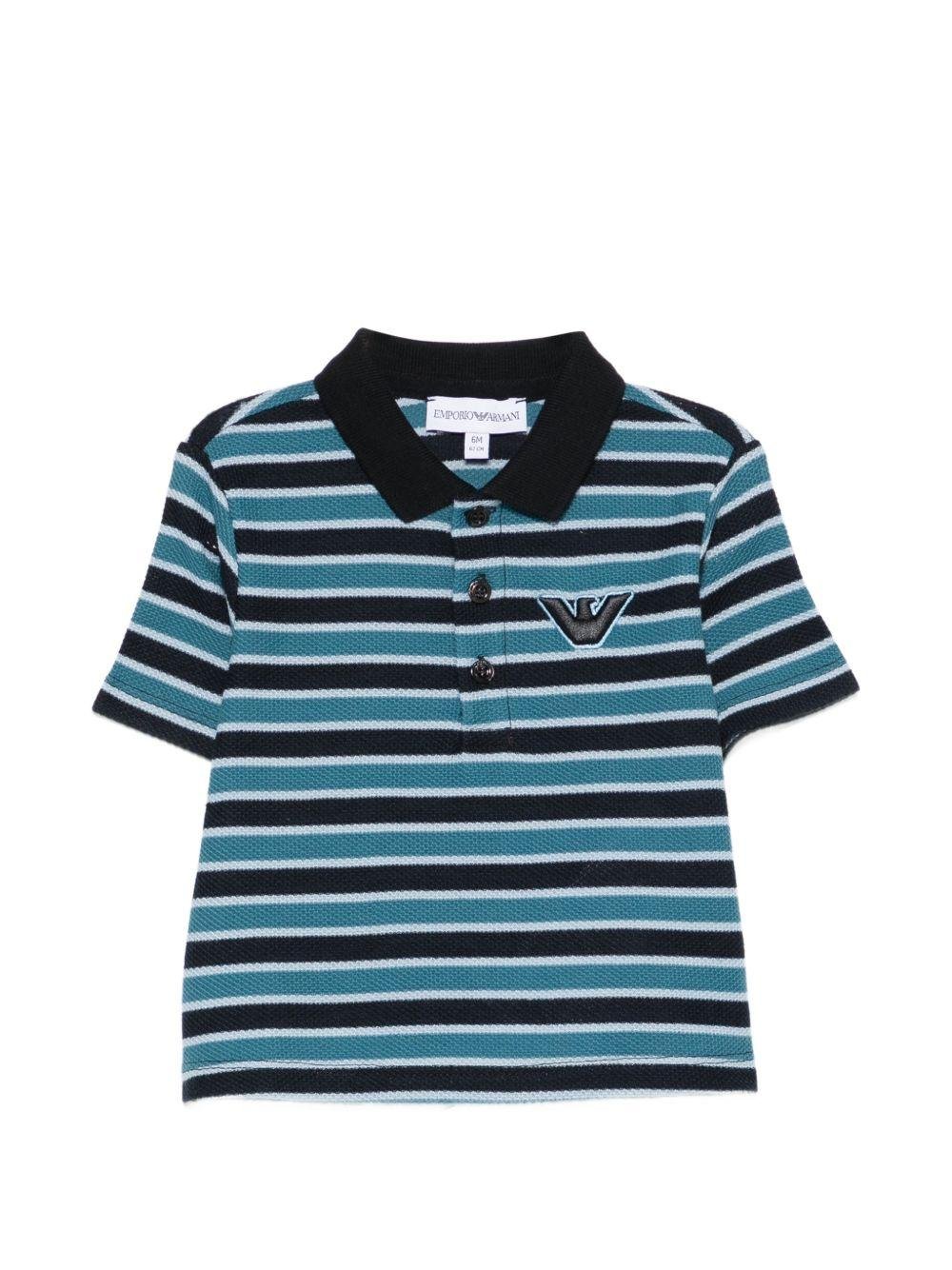 T-shirt per neonato Emporio Armani Kids blu con design a righe - Rubino Kids